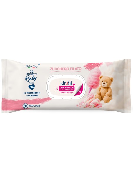 Idrofil 72 Salviettine Baby Imbevute - Misura Xl - Zucchero Filato